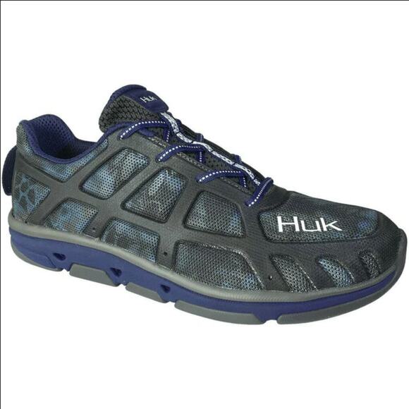 Huk Attack Subzero Fishing Shoes Low Top Breathable Lace Up Blue Black US 11.5 - Picture 1 of 7